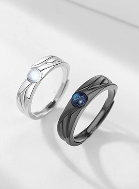 天使与恶魔情侣对戒黑白潮流复古