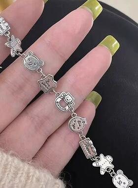 姜饼人小熊复古做旧手链女