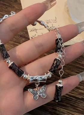 ins小众设计感竹节高级蝴蝶手链