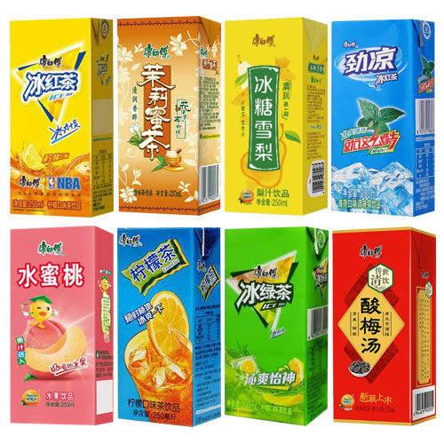 康师傅劲凉冰红茶水蜜桃冰绿茶柠檬茶酸梅汤饮料250ml*24盒整箱装_虎窝淘