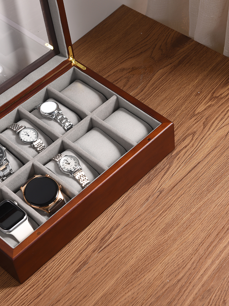 家用木质手表盒收纳盒展示盒手表首饰眼镜一体收纳盒 - 图1