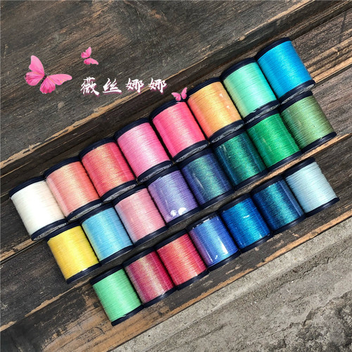 薇丝娜娜6股高光幻彩蜡金线镭射色炫彩蜡线手工diy线圈绕线绳耐磨 - 图0