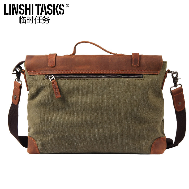 帆布包休闲男士复古潮单肩包 linshitasks男士包袋