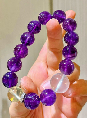 天然紫水晶手链女款单圈手串送闺蜜礼物