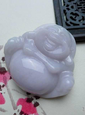 A货翡翠挂饰紫罗兰精雕玉佛吊坠