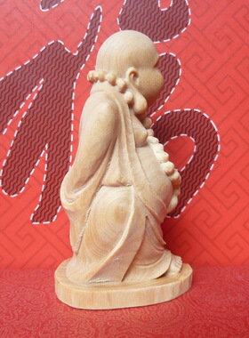 微型木雕小摆件弥勒佛工艺品