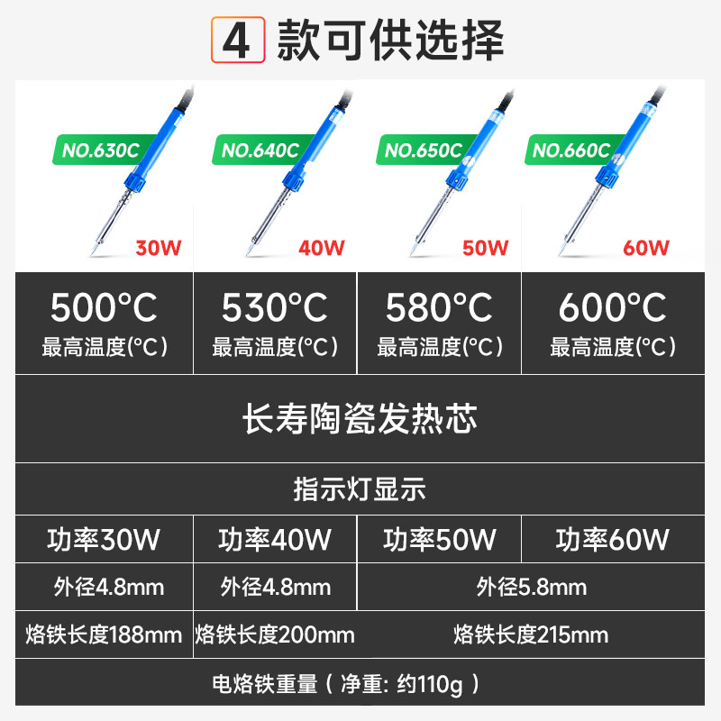 正品广州黄花电烙铁恒温外热式学生电洛铁60W50W30W家电维修焊接 - 图1