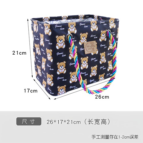 卡通浴兜浴筐洗漱包洗澡篮洗澡包旅游收纳包沥水洗澡筐浴包带漏网 - 图2