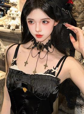 暗黑系哥特风蕾丝花边项链