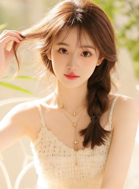 精致时尚金色四叶花项链