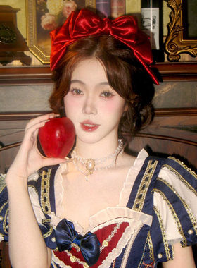 新年立体红色大蝴蝶结发夹女