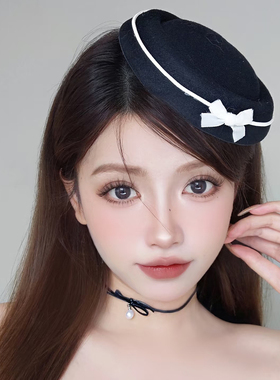 法式英伦赫本贝雷帽黑白