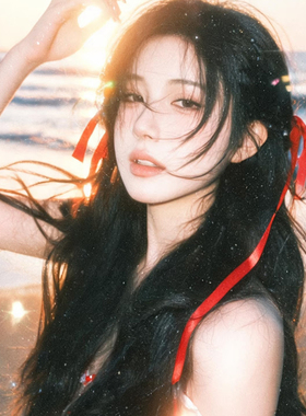 超仙红色蝶结飘带发夹甜美