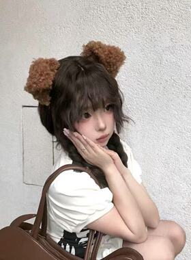 卡通可爱毛绒小狗耳朵发夹女
