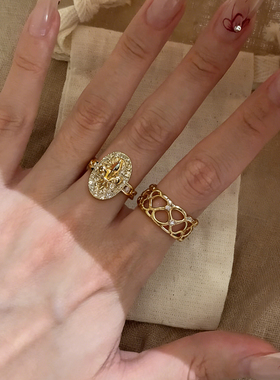 中古华丽重工金色钻戒指