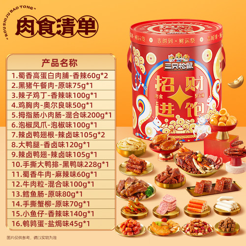 三只松鼠_多福多肉零食大礼包礼盒牛肉干鸡爪送礼熟食零食小吃 - 图0