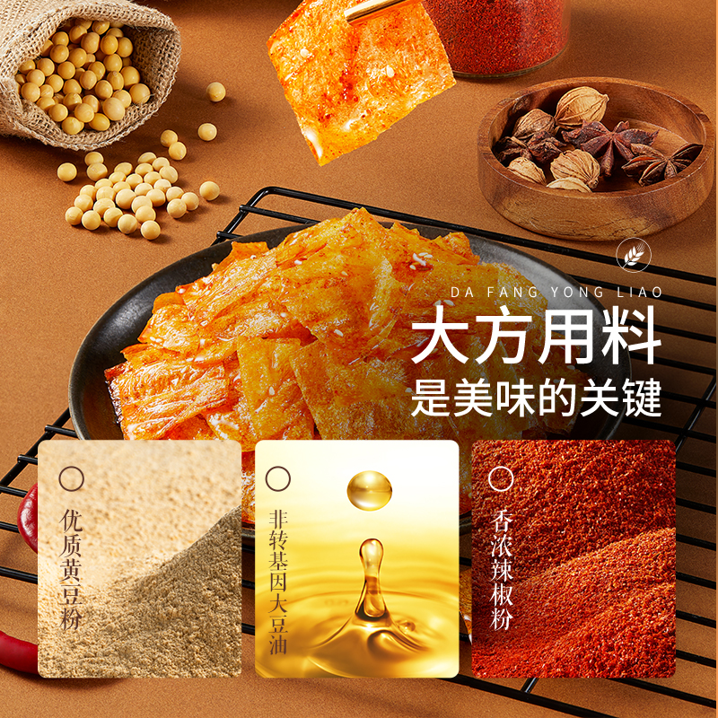 三只松鼠豆皮香辣味210g手撕辣条豆腐干麻辣片小吃休闲食品 - 图2