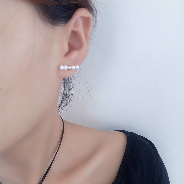 简单不单调925纯银天然淡水珍珠耳环平衡木设计个性耳环百搭新款 - 图3
