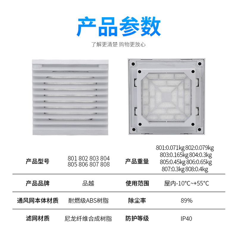 通风过滤网组轴流风机百叶窗机柜配电柜散热风扇网罩ZL805包邮