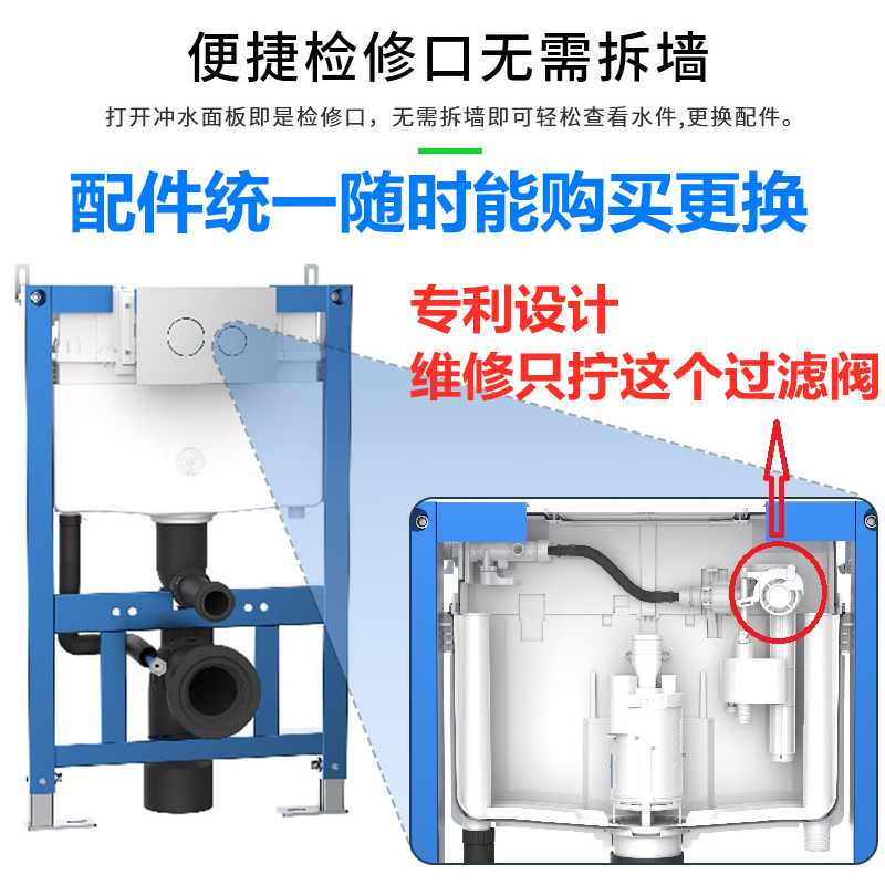 隐藏式水箱G2G3暗装水箱入墙式静音感应冲水箱智能水箱自立矮水箱-图0