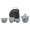 Portable travel tea set outdoor simple blue and white porcelain hand-held teapot tea cup Ge Kiln Ru Kiln quick cup