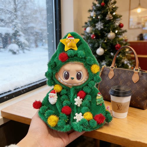 现货拉布布星星人sp娃衣圣诞斗篷套装针织搪胶玩偶替换装泡泡玛特 - 图1