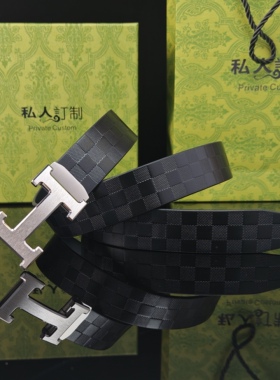 不锈钢工字自动扣头H字母扣头内穿时尚百搭高档大气头层牛皮男士