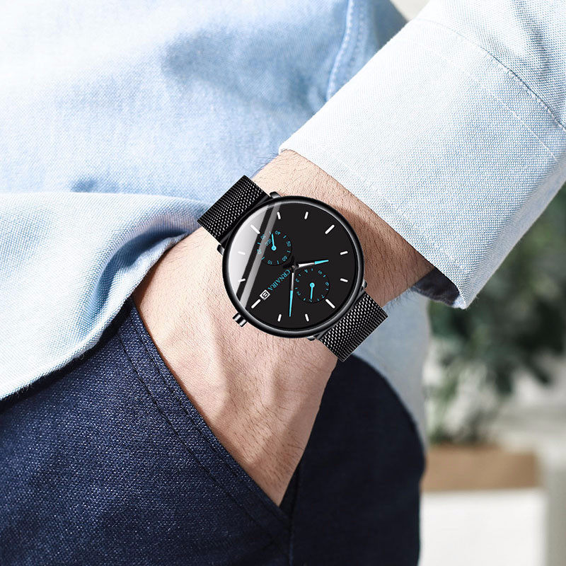 超薄新概念瑞士学生电子黑机械表 尼诺尔手表国产腕表