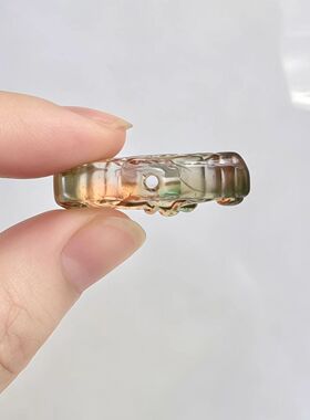 橘绿洒金琉璃扇形花朵DIY配件