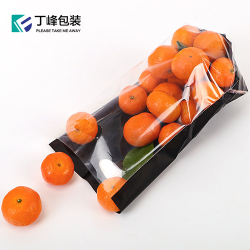 丁峰包装水果保鲜袋黑底透明蔬菜保鲜袋一次性水果商超手提袋加厚 - 图0