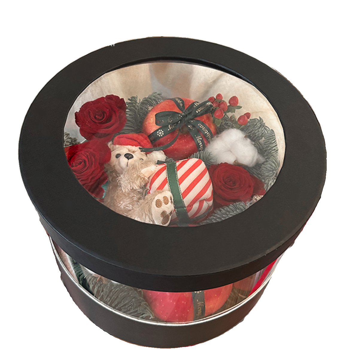 丁峰·通用零食礼物盒透明圆桶送礼包装盒经典黑色抱抱桶 - 图3