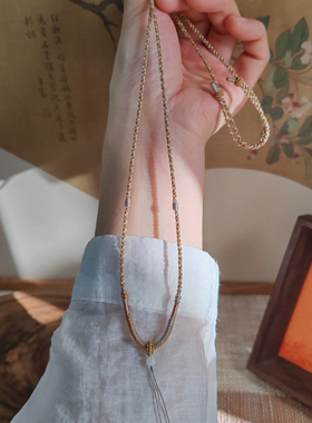 原创手工编织高档挂绳简约项链绳中式吊坠绳和田玉南红翡翠黄金绳