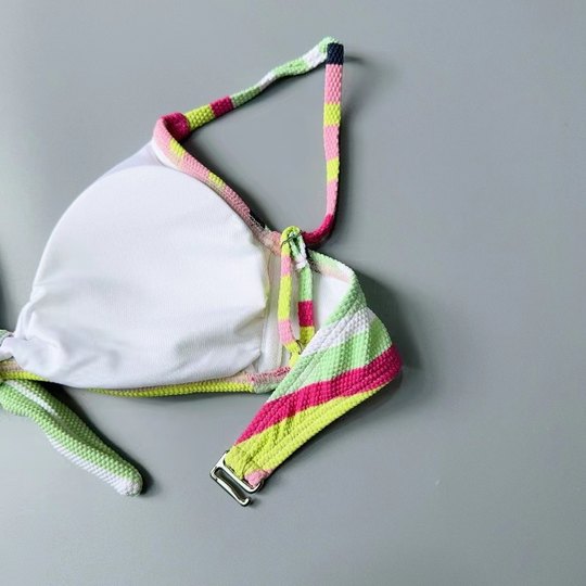 Maillot de bain bikini deux pièces à bretelles spaghetti arc-en-ciel