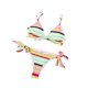 Maillot de bain bikini deux pièces à bretelles spaghetti arc-en-ciel