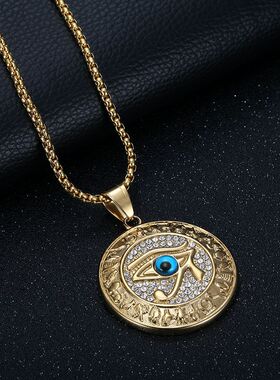 荷鲁斯之眼吊坠项链钛钢