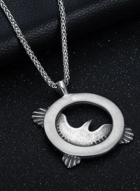 北欧维京乌鸦吊坠项链钛钢