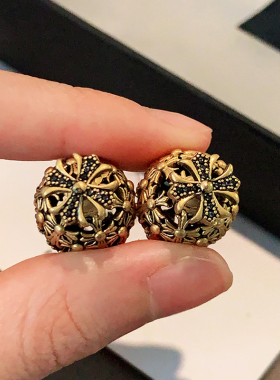CANFEN复古朋克风十字架圆球耳环