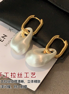 CANFEN法式简约设计银色金属耳扣