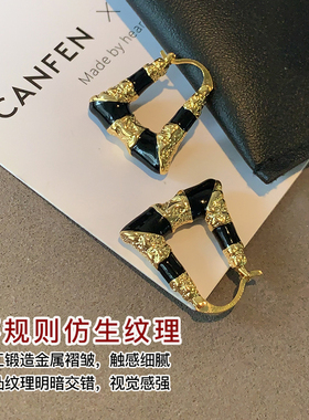 CANFEN黑色朋克复古珐琅金属耳扣