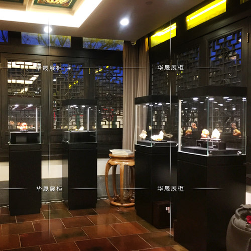木质珠宝首饰古董玉器陶瓷产品展示柜玻璃柜台博物馆文物展览柜台 - 图1