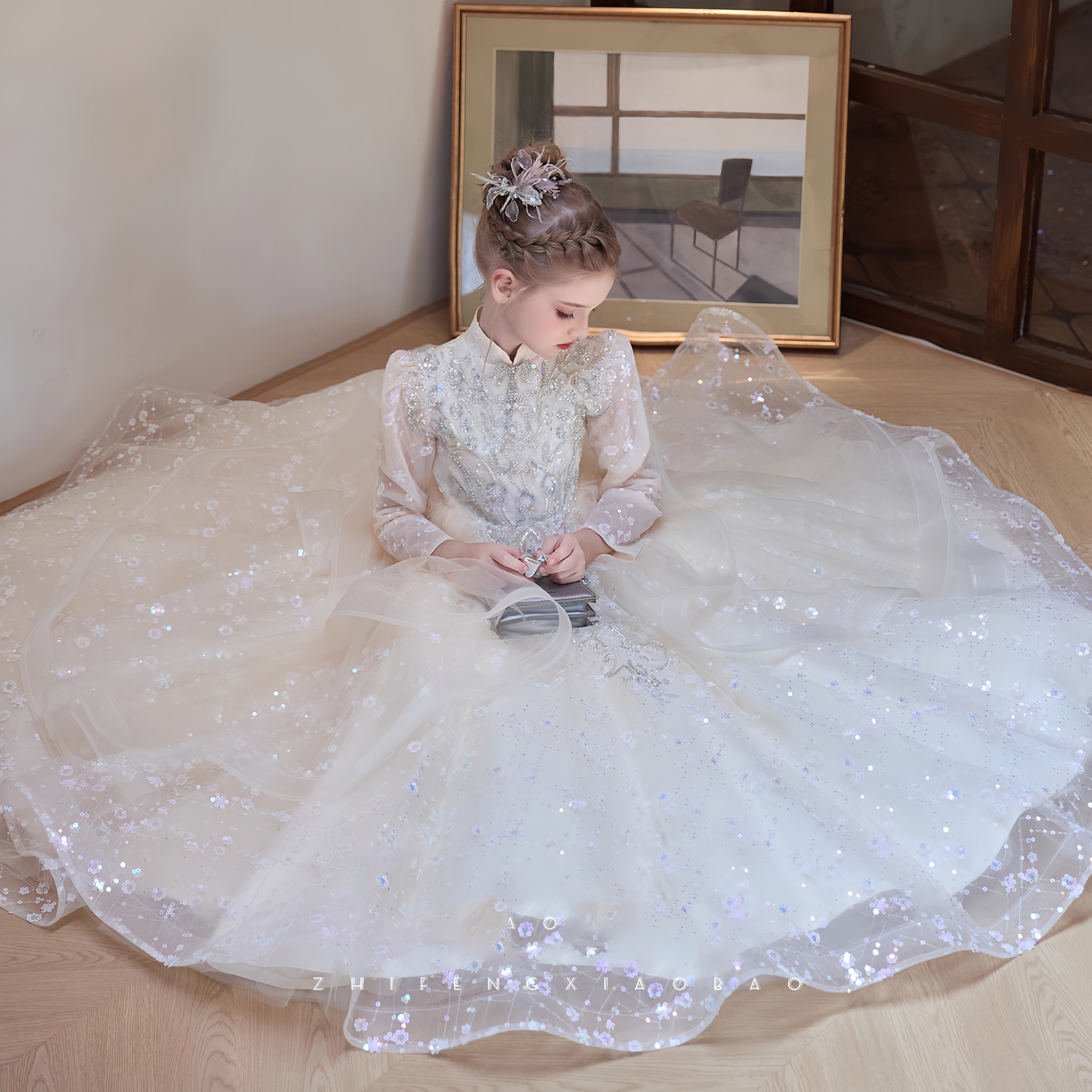 女童生日晚礼服公主裙花童婚礼女孩婚纱高端钢琴演出服儿童主持人,淘宝优惠券,粉丝福利购,淘宝优惠卷