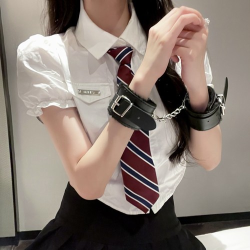 道具手铐毛绒pu皮革手铐剧本杀游戏道具手链加重情侣加厚脚铐男女 - 图0