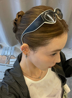 2025辛芷蕾同款熊猫黑白色墨镜女高级感ins网红韦雪猫眼太阳镜潮