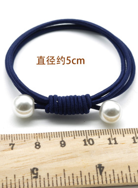 双头珍珠黑色打结韩国皮筋发饰品