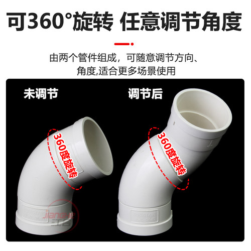 PVC旋转直接110万向可调节360弯头45度塑料下水排水管配件活接头 - 图1