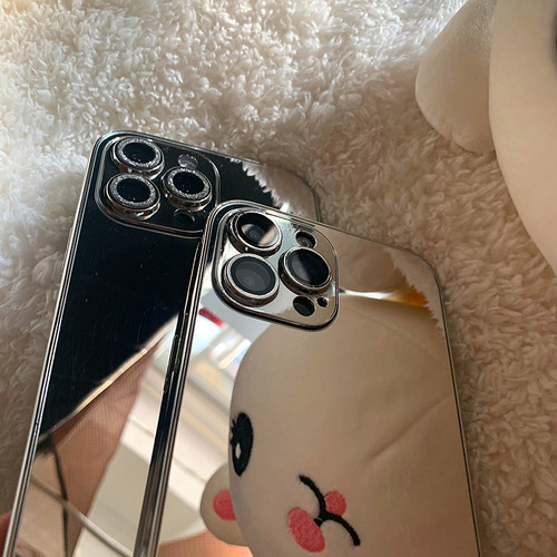 自带镜头膜iPhone14Promax手机壳女款苹果11/12/13/14/15/16/17全包防摔13Pro简约15Pro镜面镜子适用xs补妆镜 - 图1