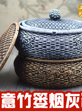 复古大号书房带盖烟灰缸祝福摆件