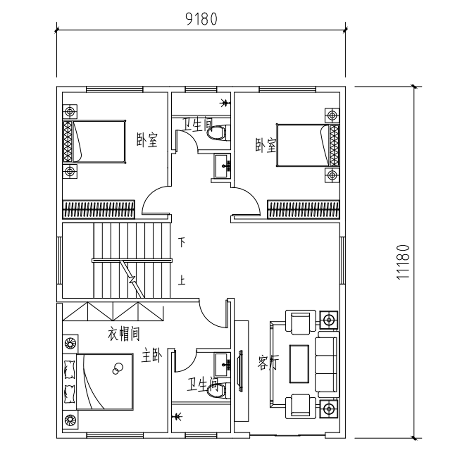 二层半现代农村实用自建房别墅设计图纸建筑结构施工图水电B535 - 图1