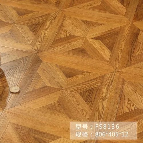 强化复合拼花木地板防水耐磨12mm家用客厅卧室欧美式复古拼花地板 - 图1
