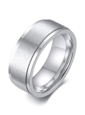 欧美爆款可转动钛钢男士戒指时尚